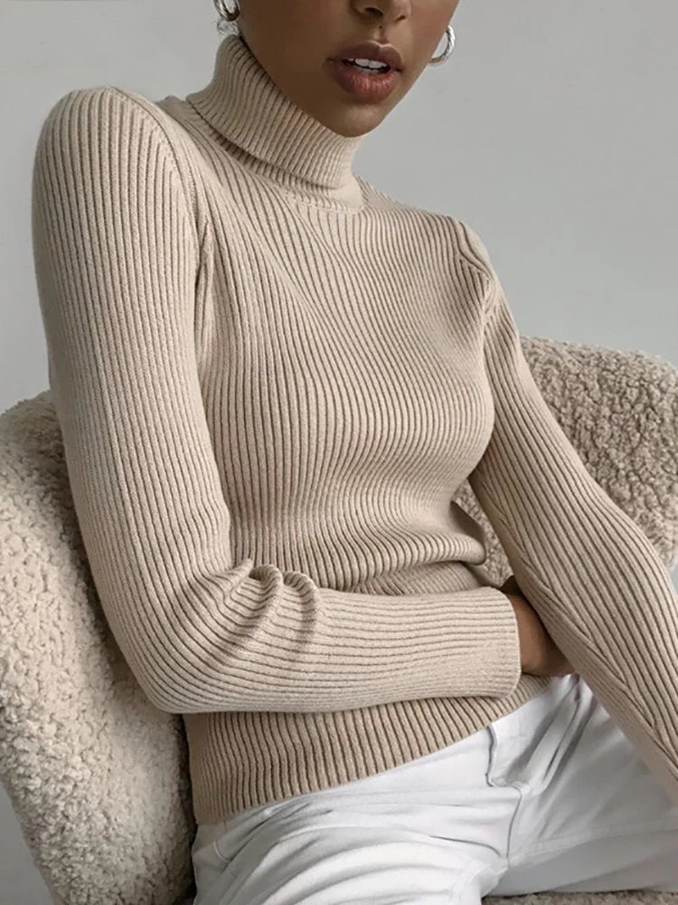 Dam Turtleneck Tröja Stickad Mjuk Pullover Cashmere 1