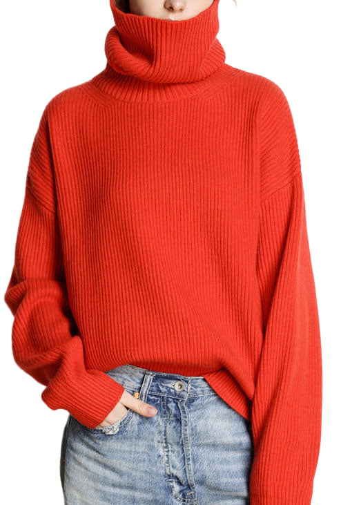 Dam Turtleneck Tröja i Cashmere Loose Fit 0