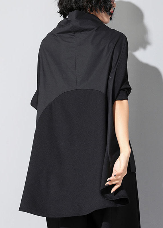 Dam Turtleneck Tröja med Fickor och Patchwork Avslappnad Passform 3