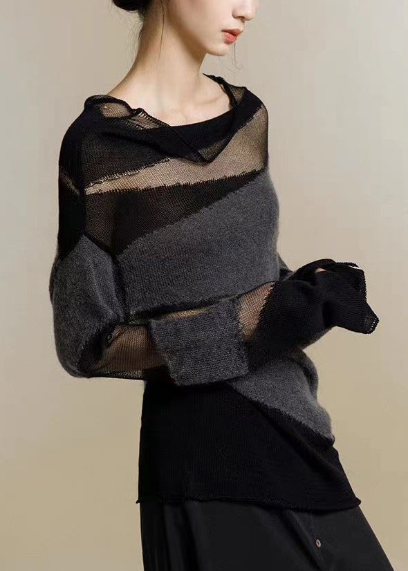 Dam Turtleneck Tröja med Tyll Patchwork 3
