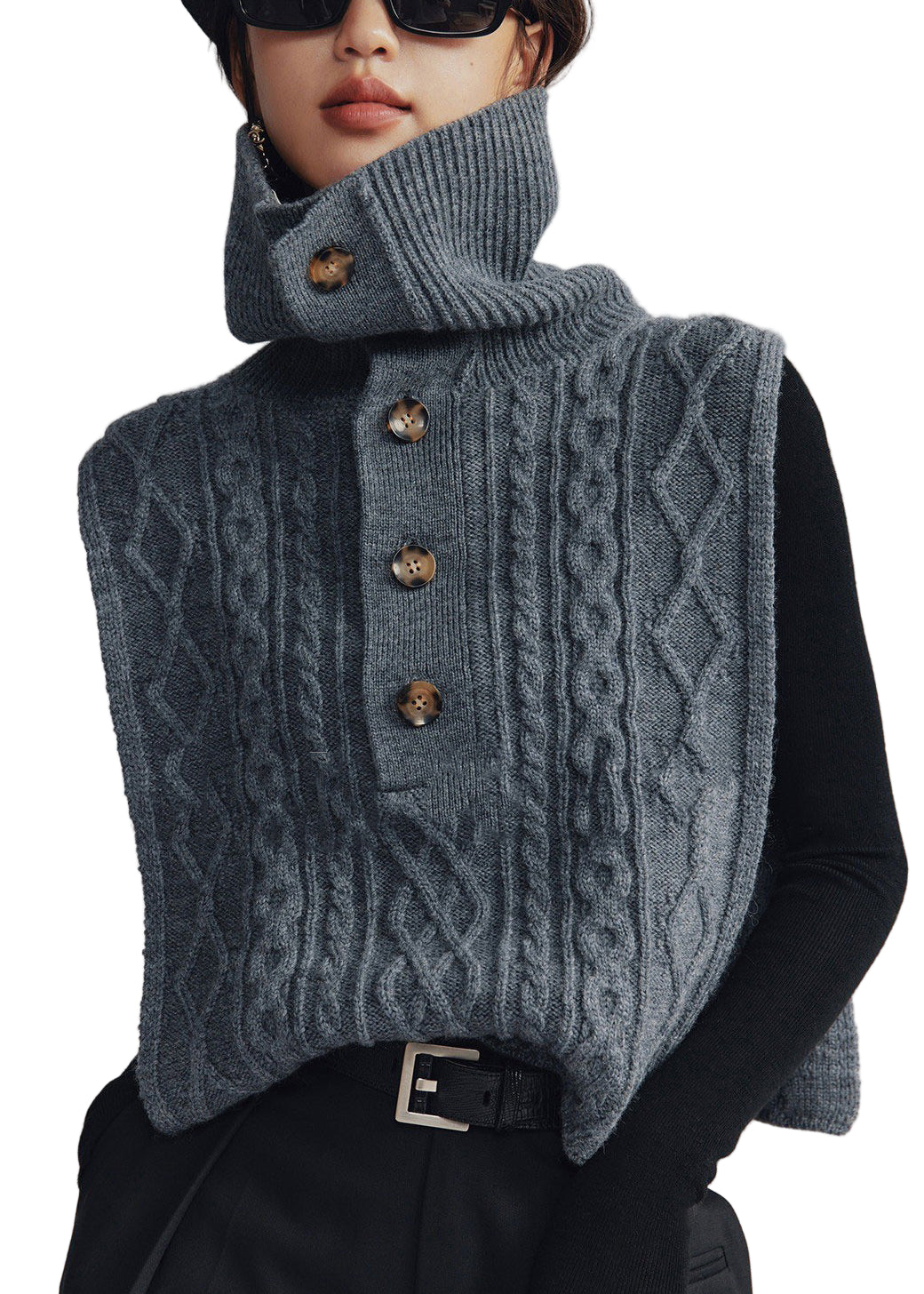 Dam Västs Turtleneck Kabelstickad 0