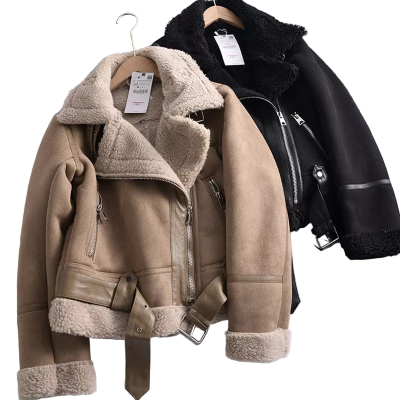 Dam Vinterjacka i Semskad Skinn med Unik Design 0