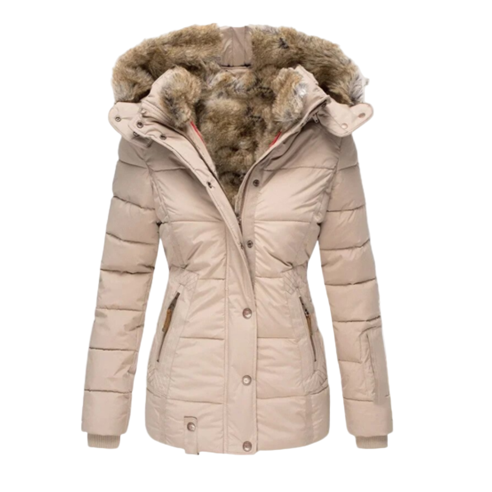 Dam Vinterjacka med Pelshette och Glidelås 0