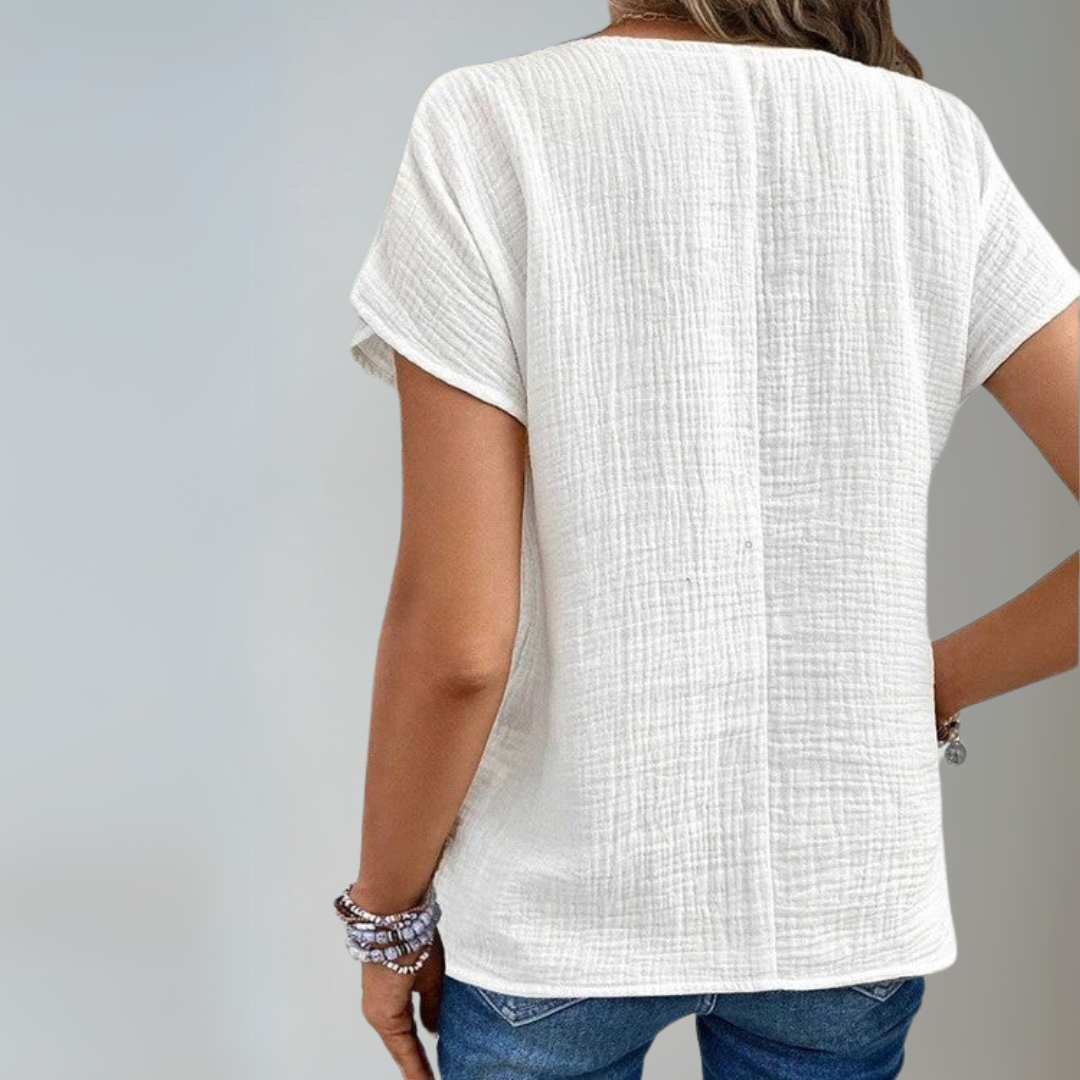 Damblus med Krage och Knappdetaljer i Avslappnad Stil 2