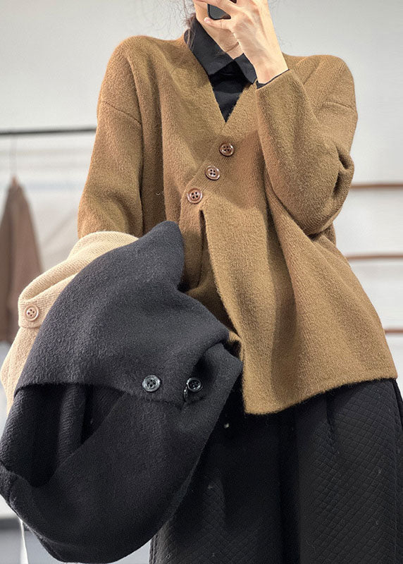 Damens Asymmetriska Stickade Pullover i Cashmere 1