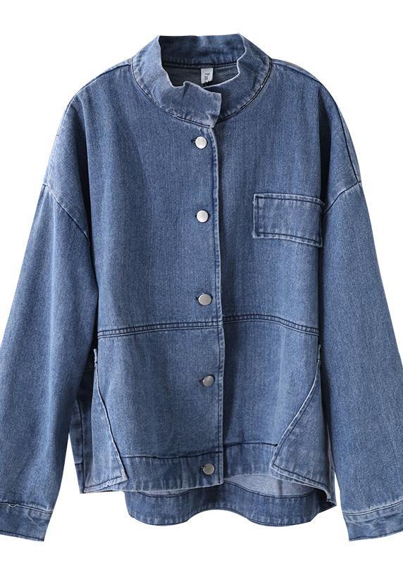 Damens Casual Denimjacka med Ståkrage 4