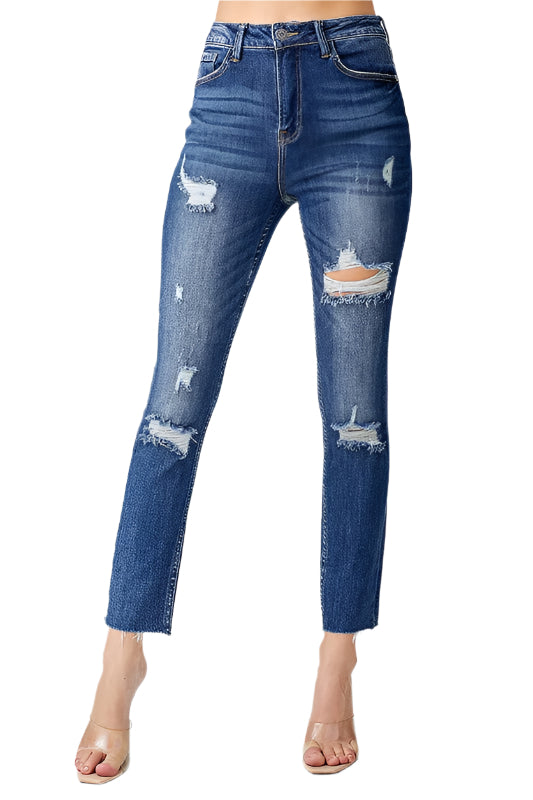 Damens Högmidjade Avslappnade Skinny Jeans 0
