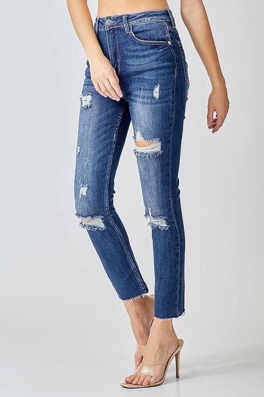 Damens Högmidjade Avslappnade Skinny Jeans 1