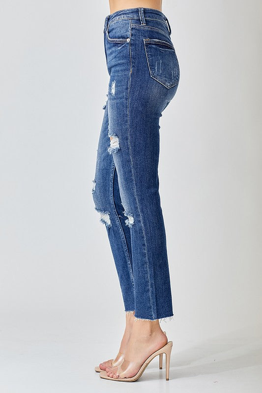 Damens Högmidjade Avslappnade Skinny Jeans 2