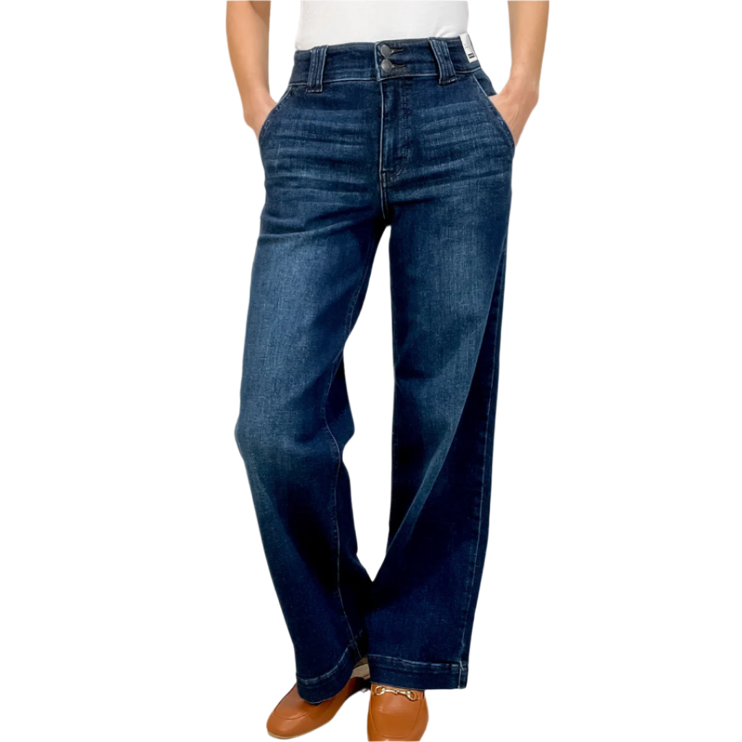 Damens Högmidjade Vida Jeans i Premium Denim 0