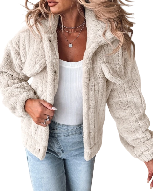 Damens Lång Teddyjacka Chic 0
