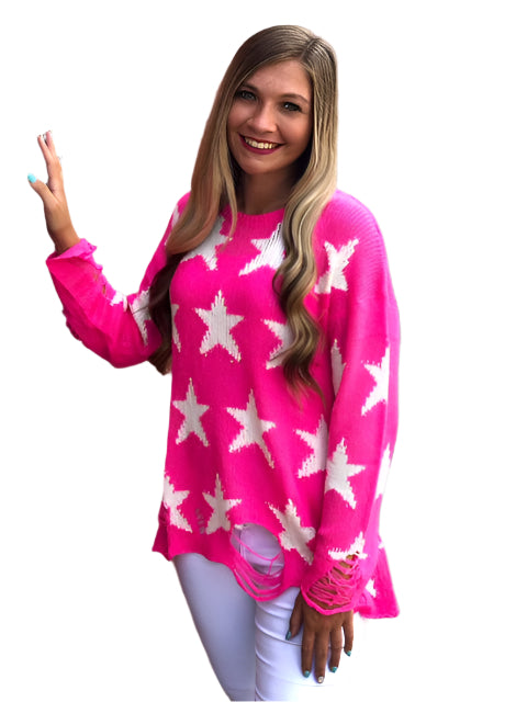 Damens Långärmad Tröja Rund Hals Neonrosa 0