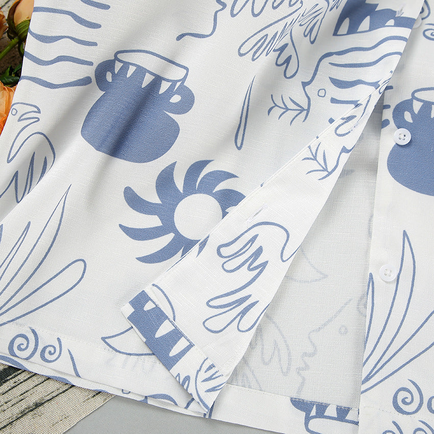 Damens Matching Set Oversized Skjorta och Avslappnade Shorts 5