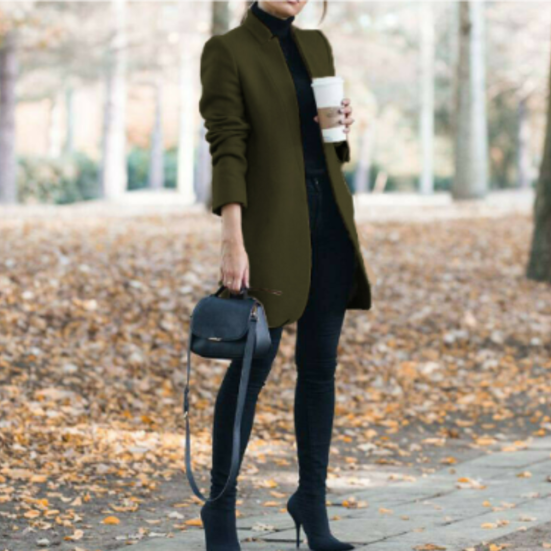 Damens Stehkragen Mantel Klassisk Design Vinter 3