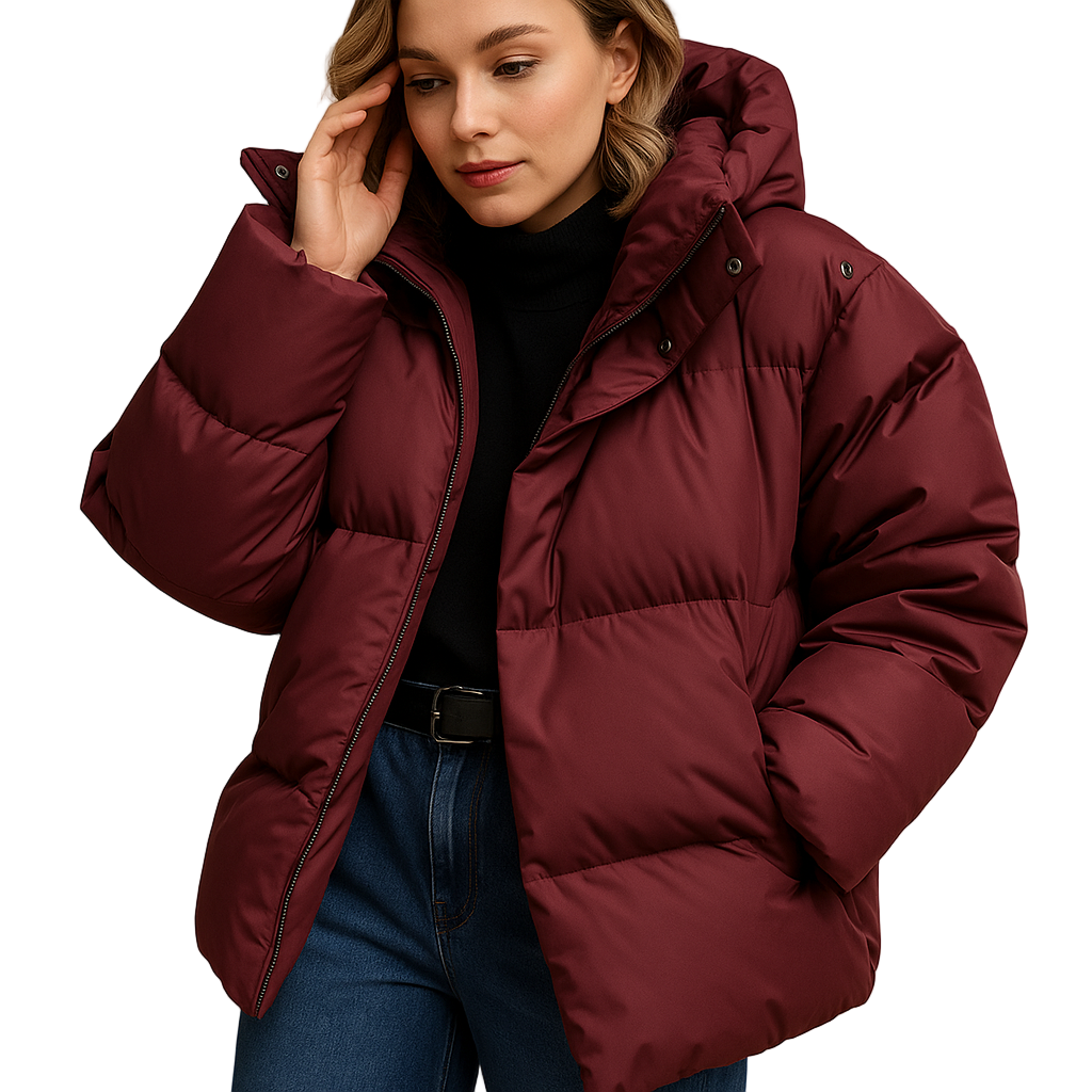 Damens Vadderad Jacka med Huva och Vattenavvisande Yta 0