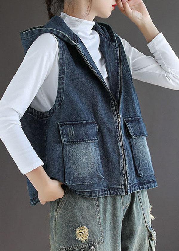 Damens Västar i Denim med Dragkedjor 1