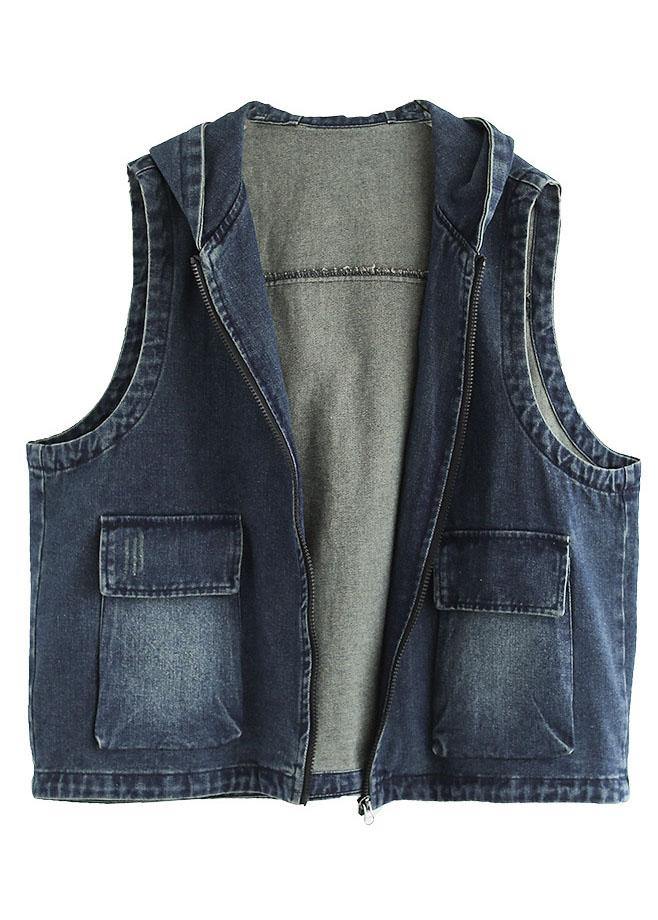 Damens Västar i Denim med Dragkedjor 4