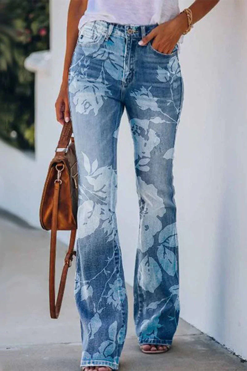 Damer Jeans med Blommig Fickdetalj 5