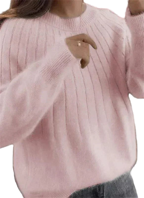 Damer Stickad Tröja i Kashmere Rund Hals 0