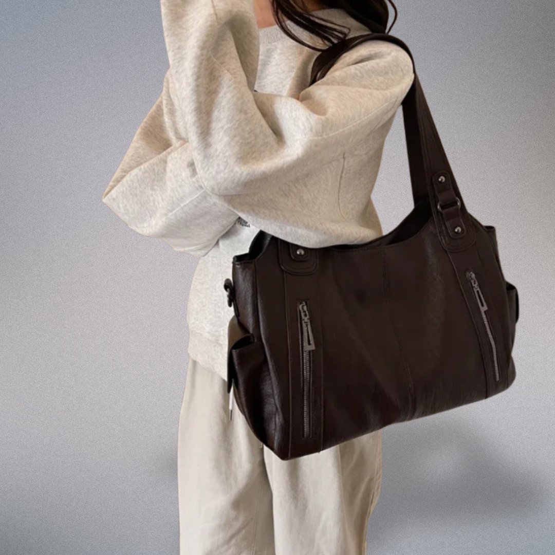 Damernas Axelväska i Veganskt Läder med Metallaccenter 8