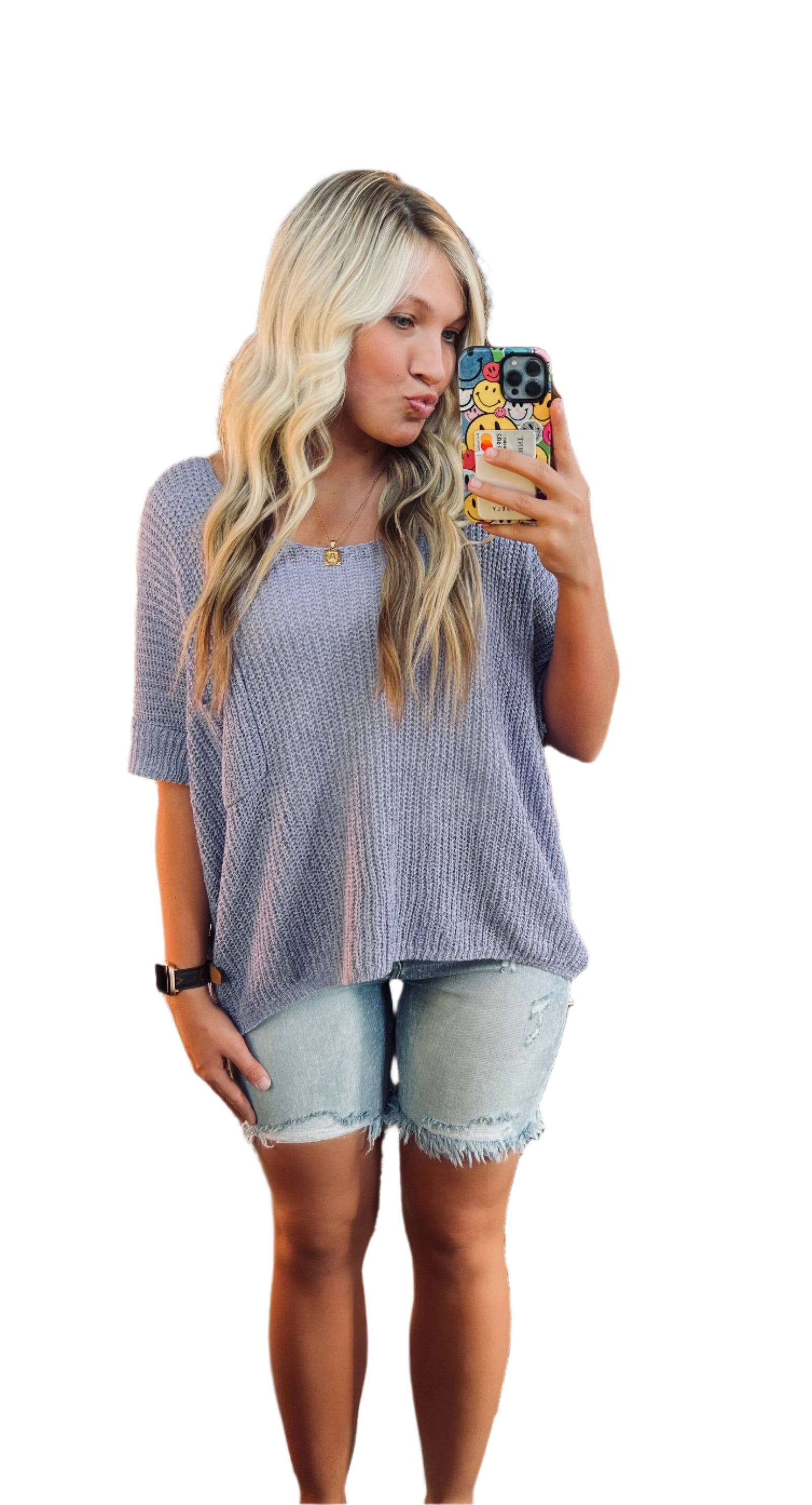 Damernas Bermuda Shorts Hög Midja Slitna Bomull Polyester 0