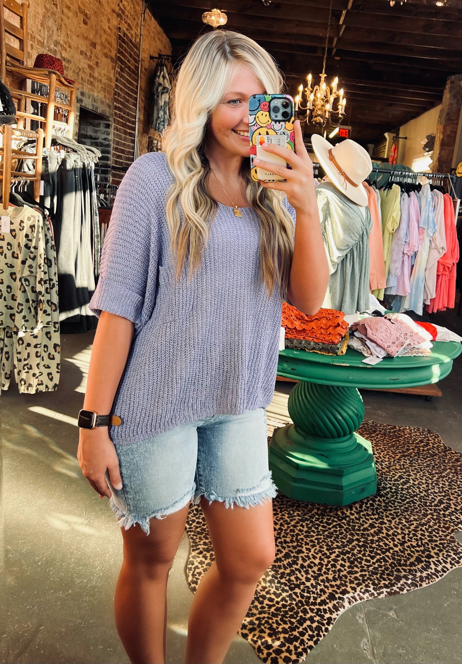 Damernas Bermuda Shorts Hög Midja Slitna Bomull Polyester 1