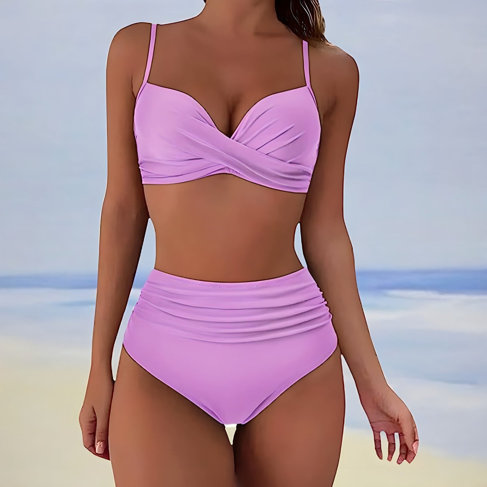 Damernas Bikini Set Hög Midja Modern Stil 4