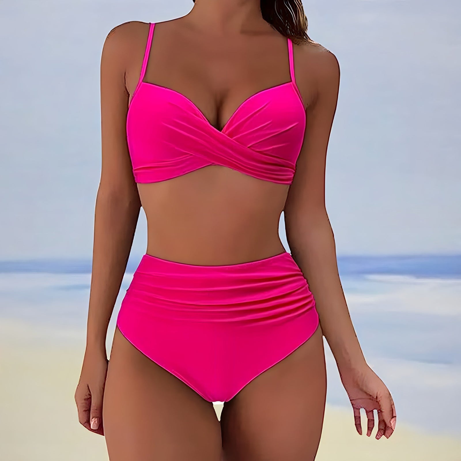 Damernas Bikini Set Hög Midja Modern Stil 5