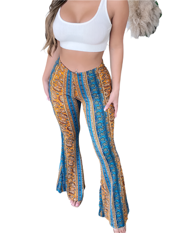 Damernas Boho Mönstrade Slim Fit Byxor 0