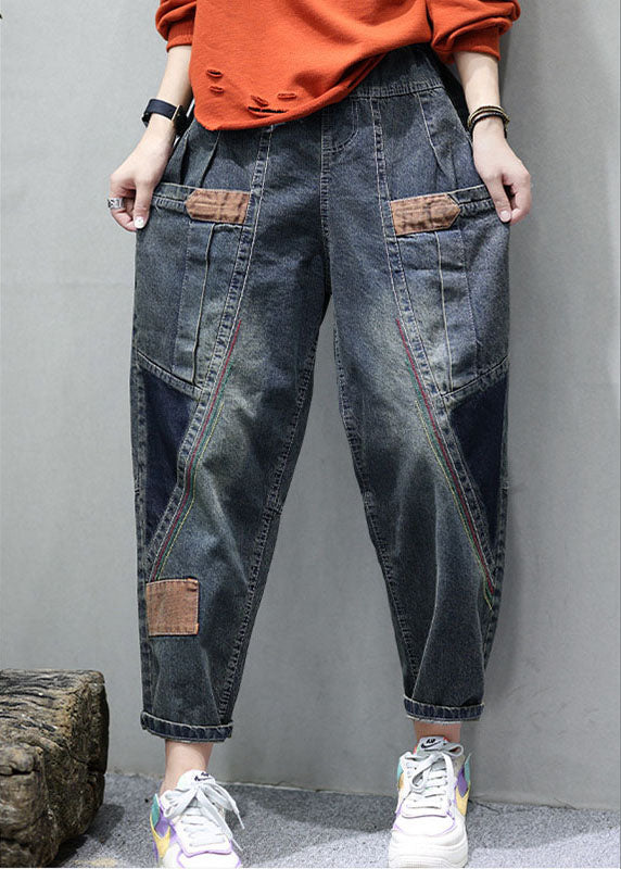 Damernas Denimbyxor med Fickor och Patchwork 2
