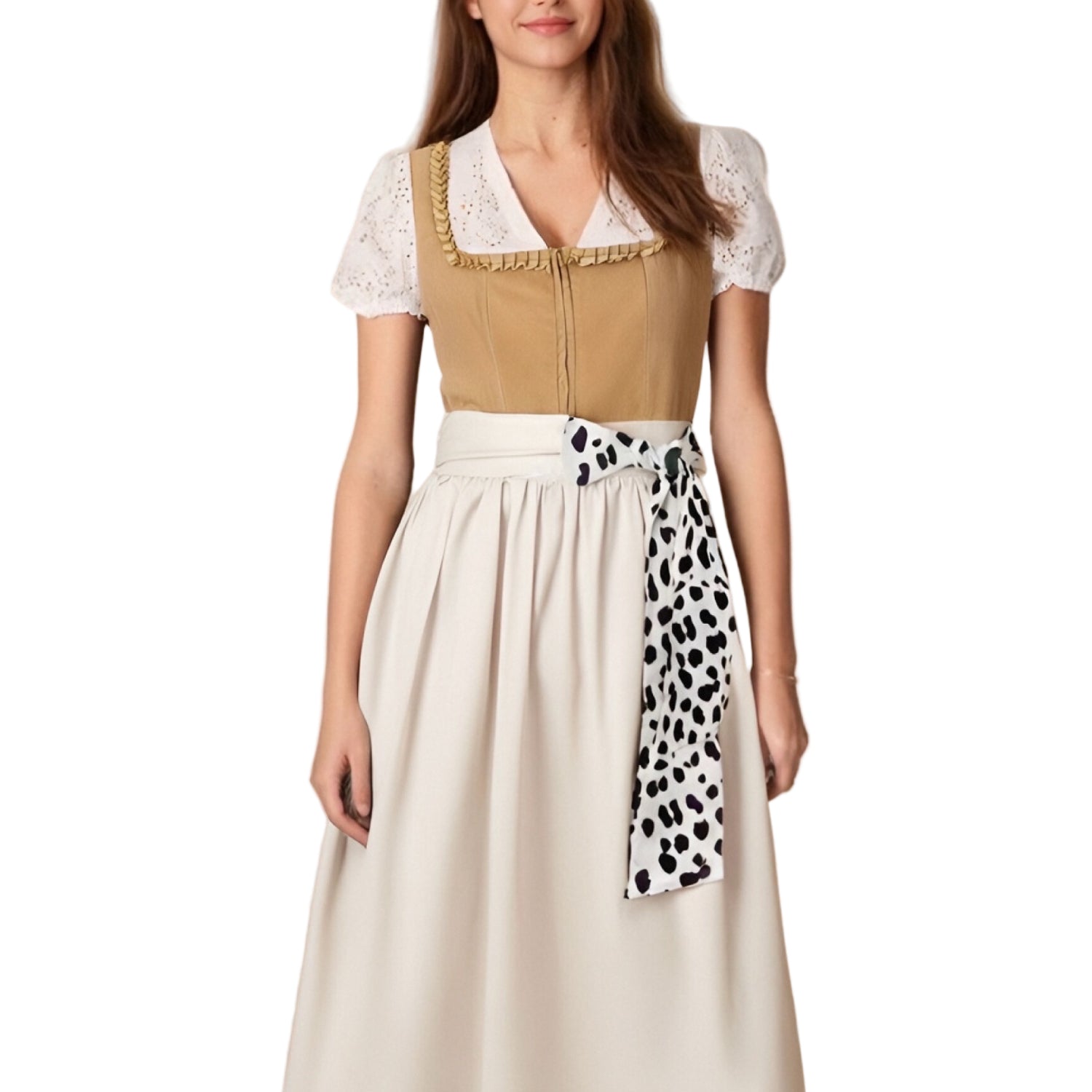 Damernas Dirndl Leopardsmönster Figurnära Tyg 0