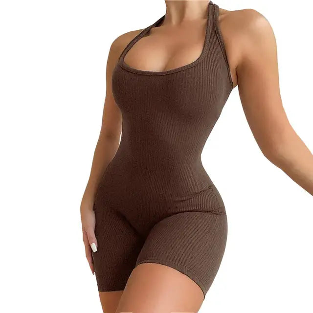 Damernas Jumpsuit U-hals Mjukt Polyester 10