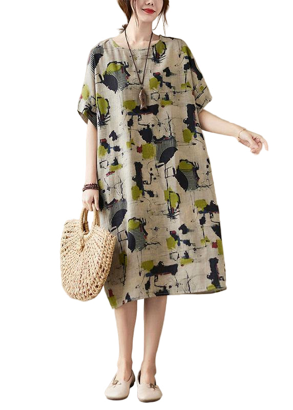 Damernas Maxi Klänning med O-Hals och Fickor 0