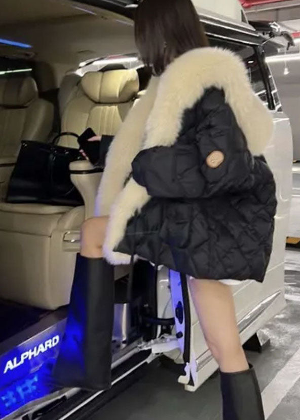 Damernas Oversized Jacka med Fuskpäls och Dunfyllning 2