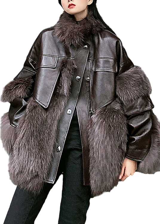 Damernas Patchwork Läderjacka Trendig Design 0