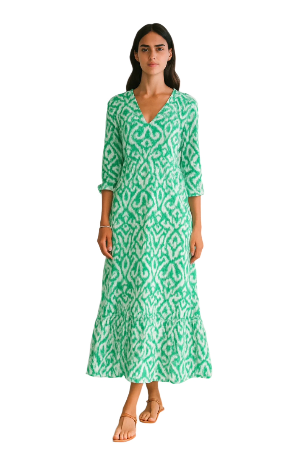 Damernas Sommarklänning med V-hals och Halvmuddar 0