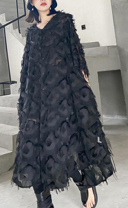 Damernas Stora Storlek Klänning med Fjädrar 1