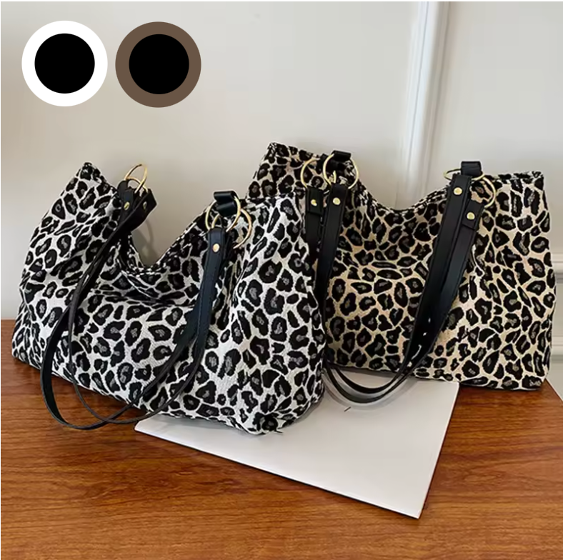 Damernas Tote Bag Leopardtryck Canvas 1