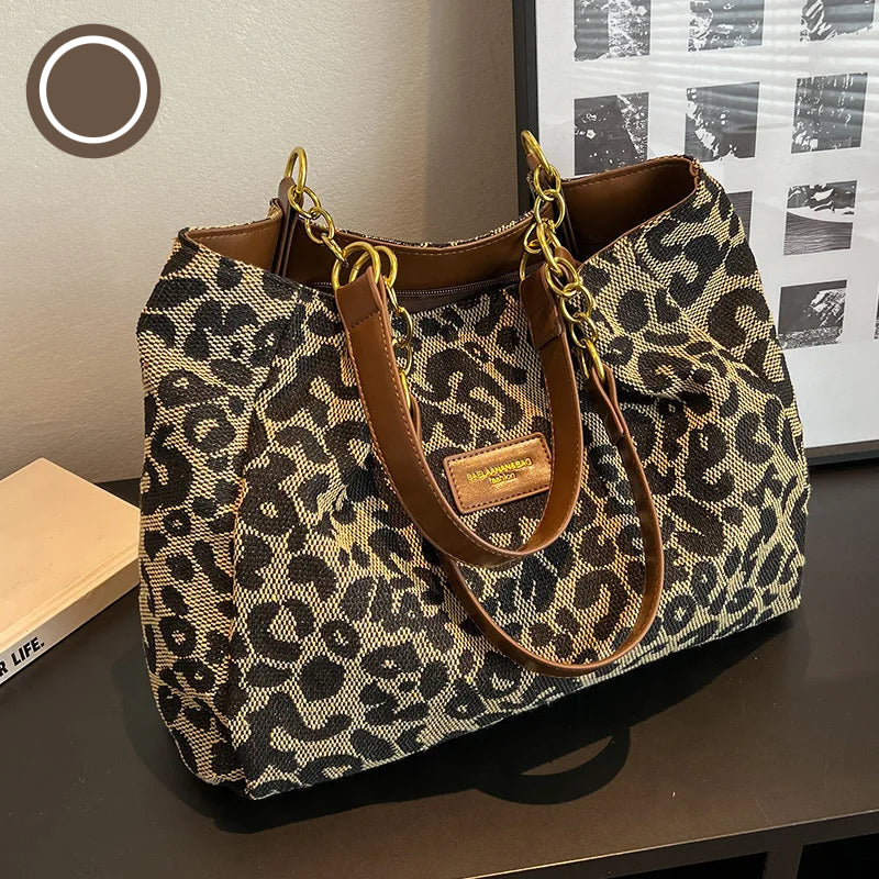 Damernas Tote Bag Leopardtryck Canvas 2