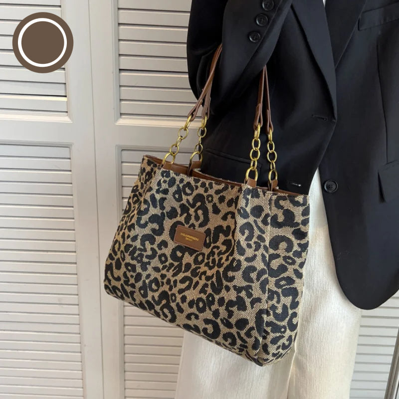 Damernas Tote Bag Leopardtryck Canvas 5