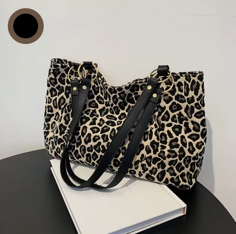 Damernas Tote Bag Leopardtryck Canvas 6