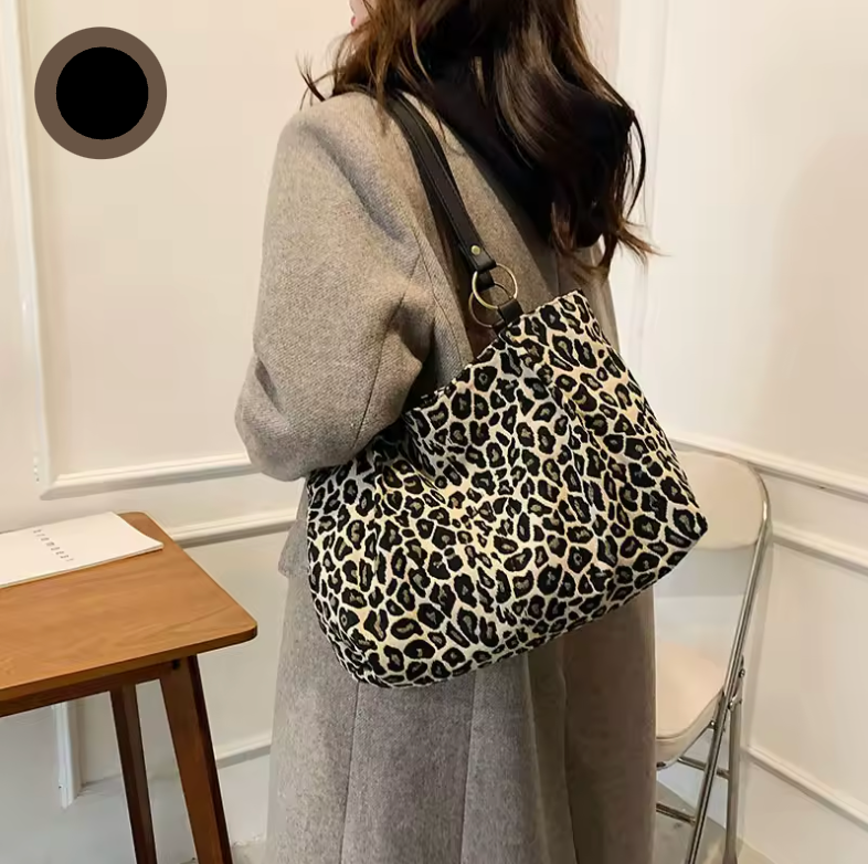 Damernas Tote Bag Leopardtryck Canvas 7
