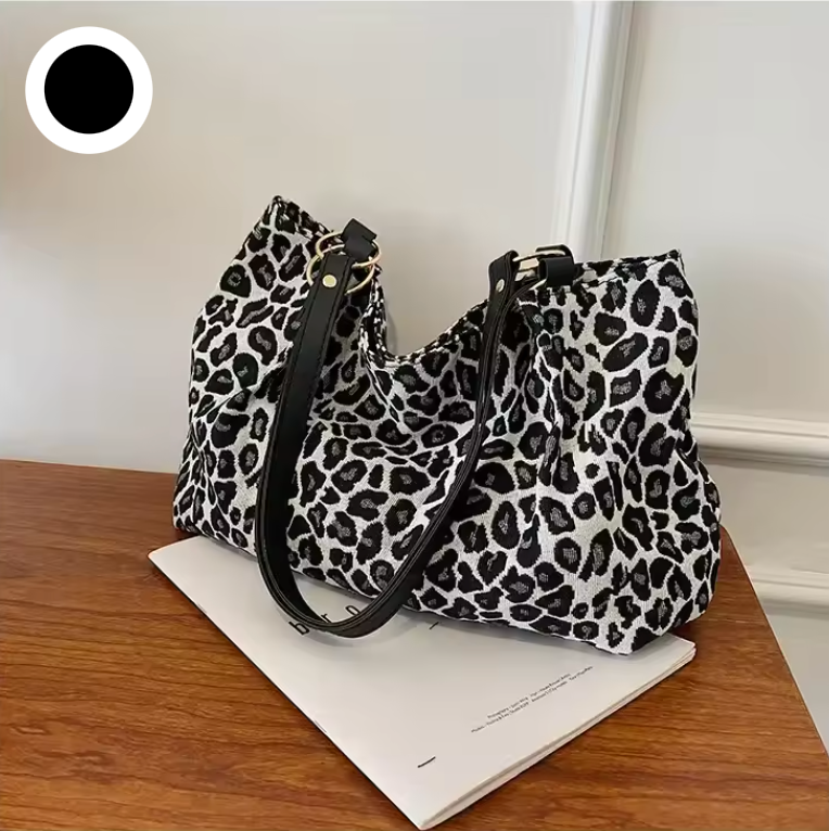 Damernas Tote Bag Leopardtryck Canvas 8