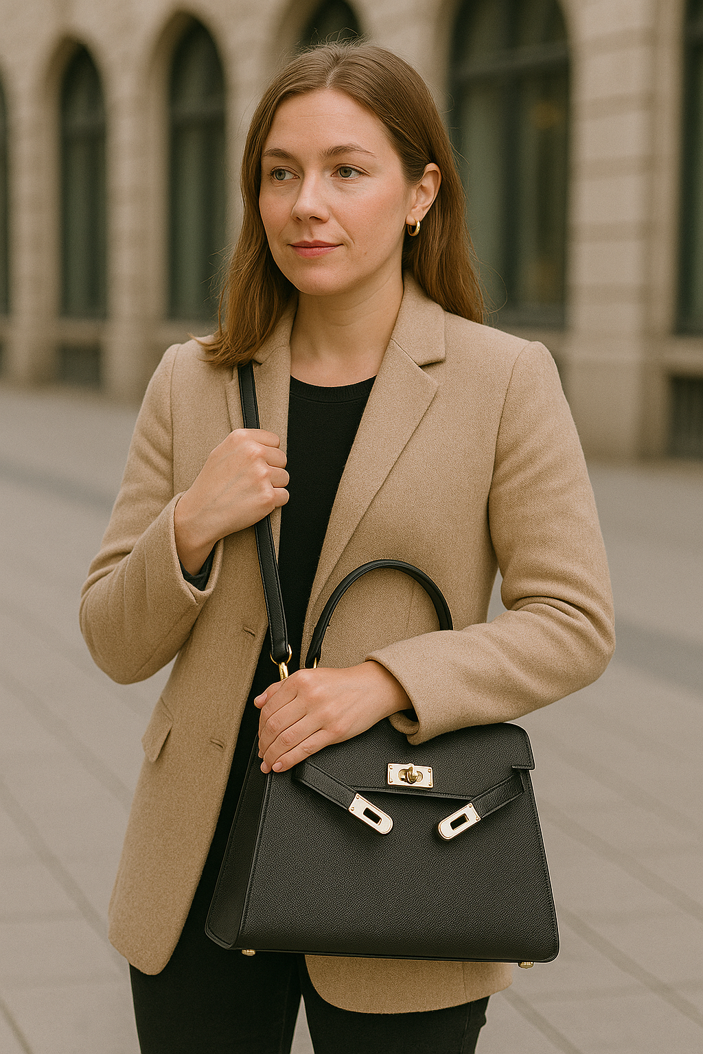 Damhandväska Geometrisk Design Metallstängning Texturerad Material 1