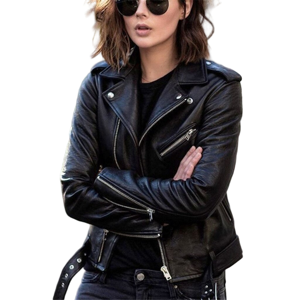 Damjacka i tidlös motorcykelstil 2