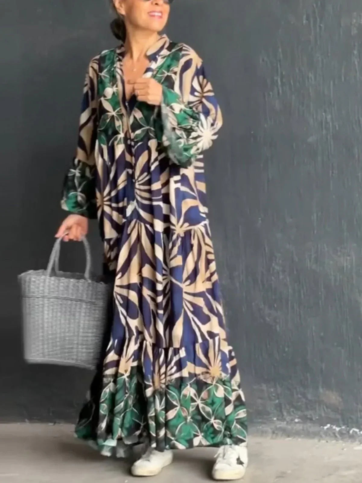 Damkjol i avslappnad stil med tryck 5