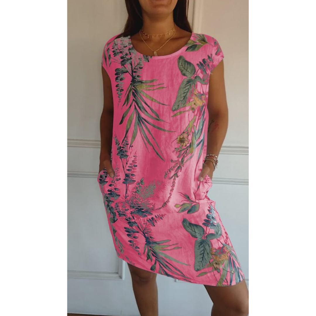 Damklänning med Rundhals och Avslappnad Stil 1