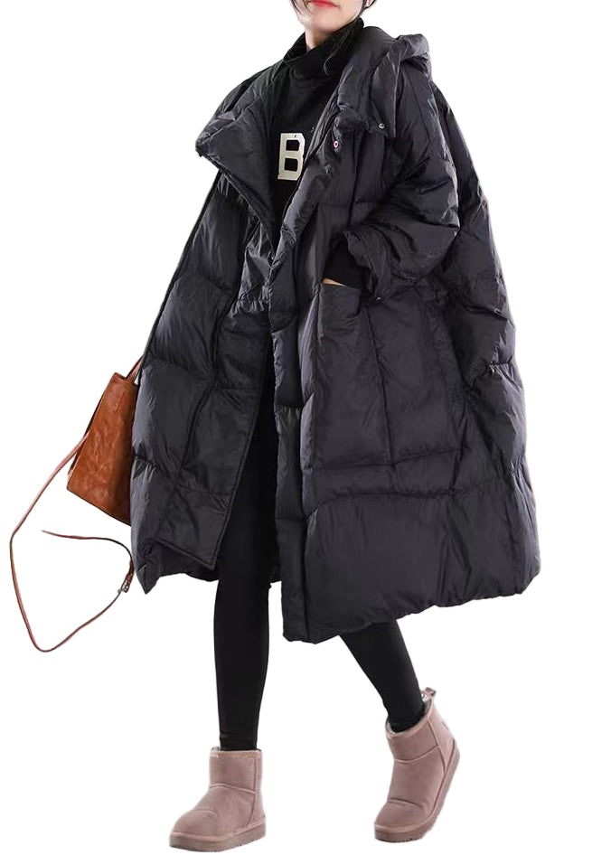 Dams Lång Dunjacka med Huva och Fickor för Vinterbruk 0