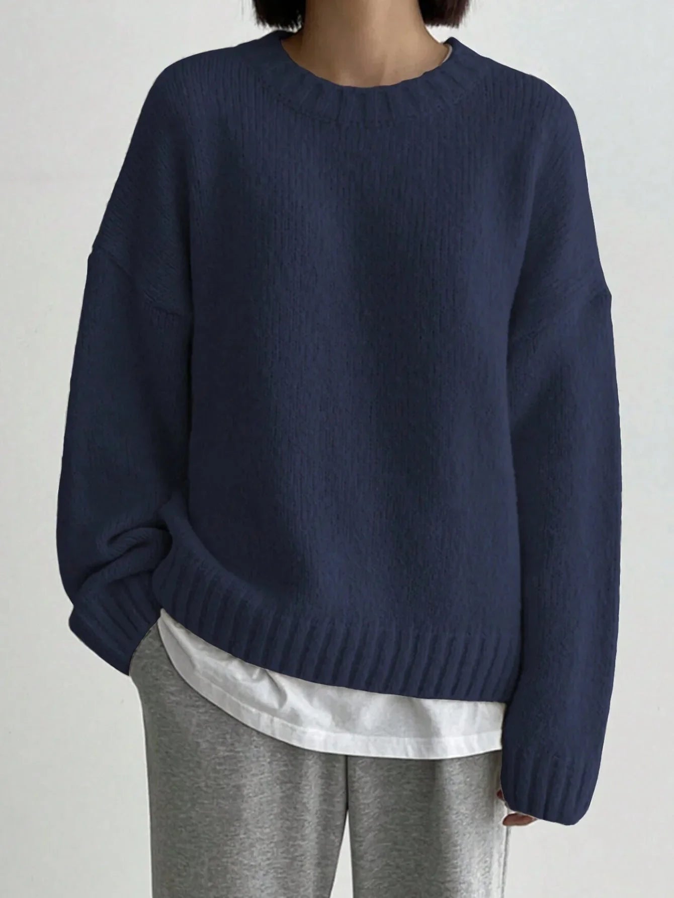 Damtröja Oversize Stickad Rund Hals 4