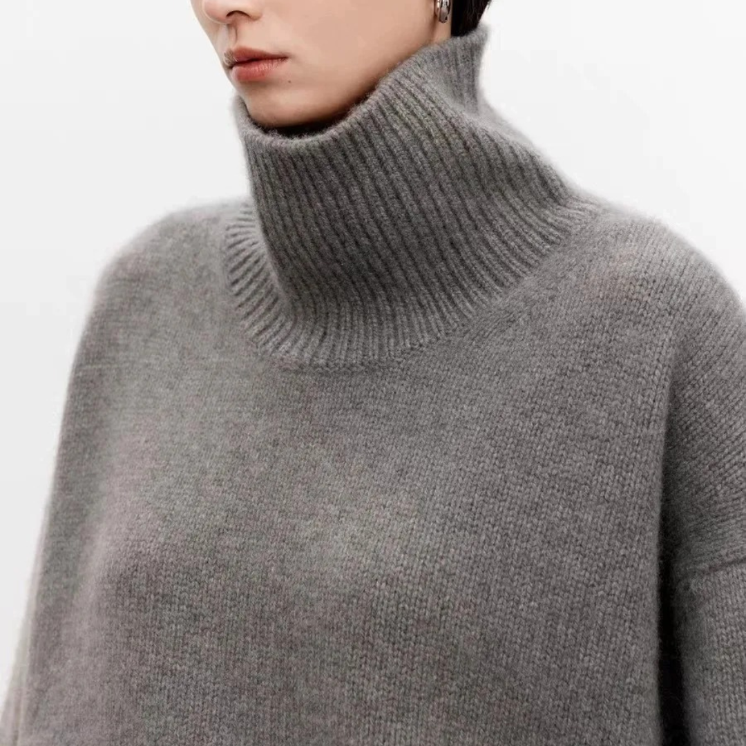 Damtröja Turtleneck Klassisk Stil 3